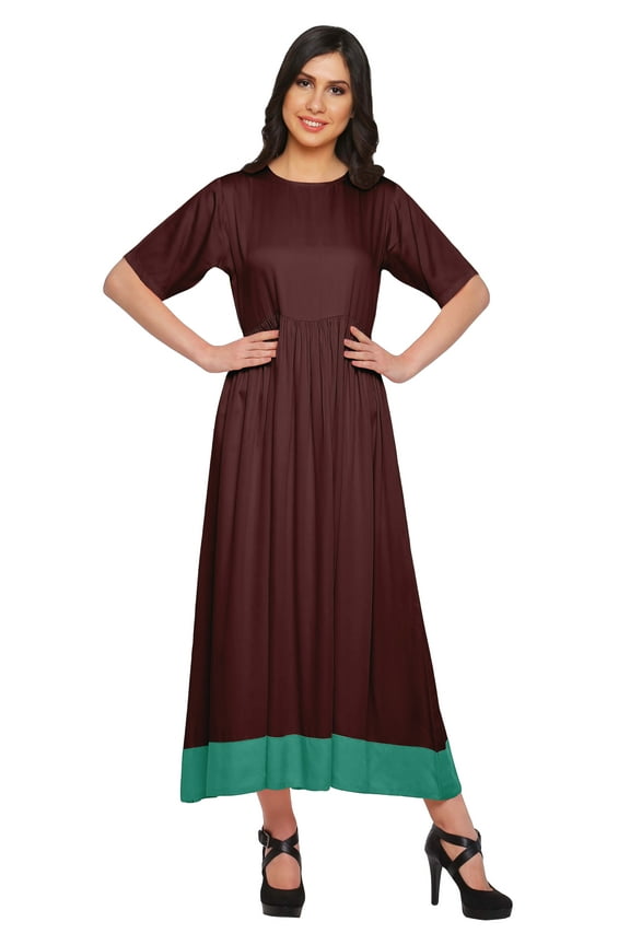 Solid Casual Cotton Dress For Women A-Line Long Maxi Kurti Women Tunic