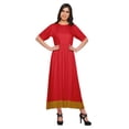 thumbnail image 1 of Moomaya Solid Casual Cotton Dress For Women A-Line Long Maxi Kurti Women Tunic, 1 of 5