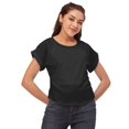 thumbnail image 1 of Moomaya Solid Color Basic Tops For Women, Short Sleeve Round Neck Crepe Tops, 1 of 8