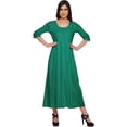 thumbnail image 1 of Moomaya Solid Cotton Kurtis For Women Party Wear 3/4 Sleeve Fashion Women Dress, 1 of 5