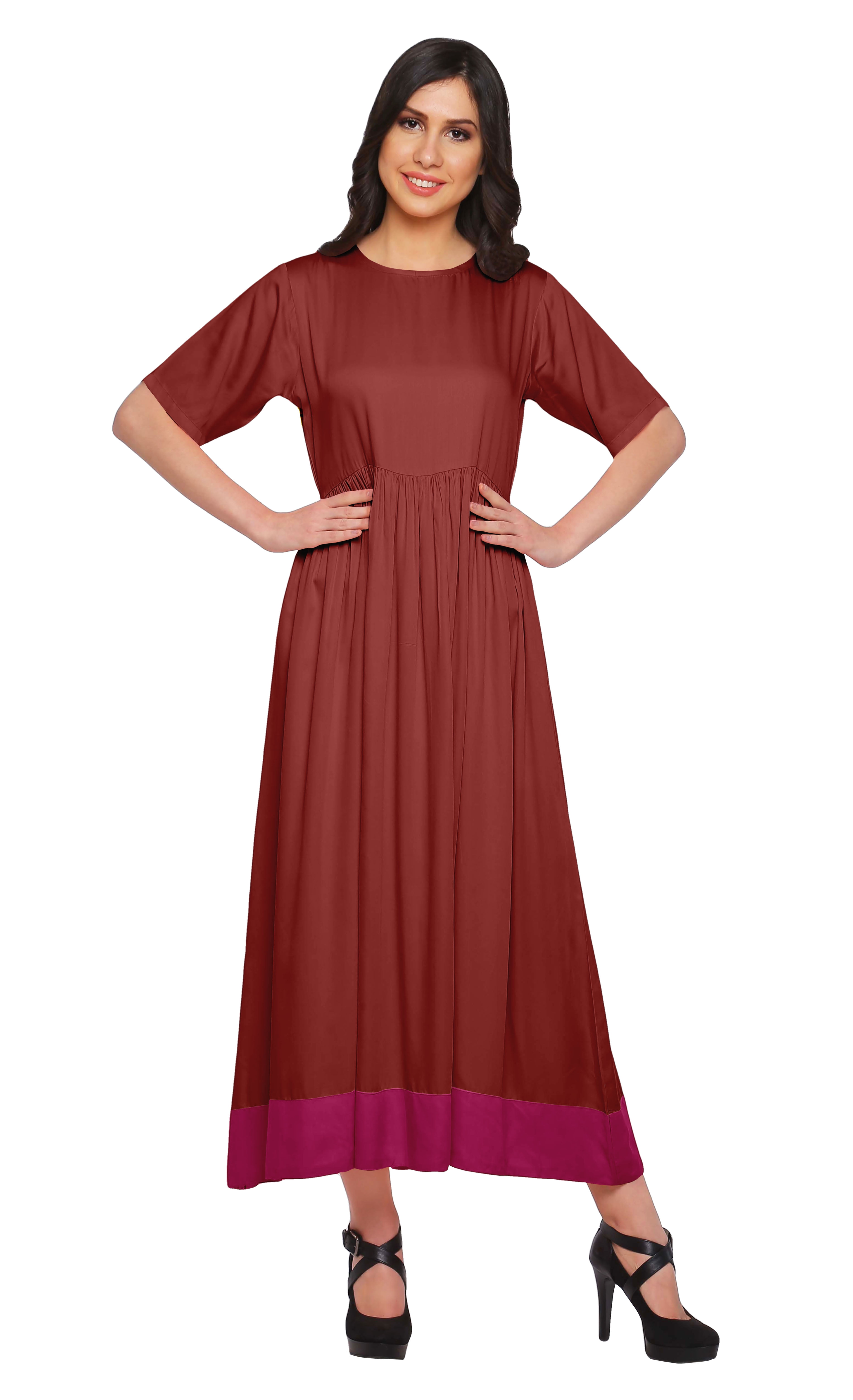 pleated indian dress Jamun A-Line Pleated Satin Indian Traditional Purple Tunic Dress Deep / L