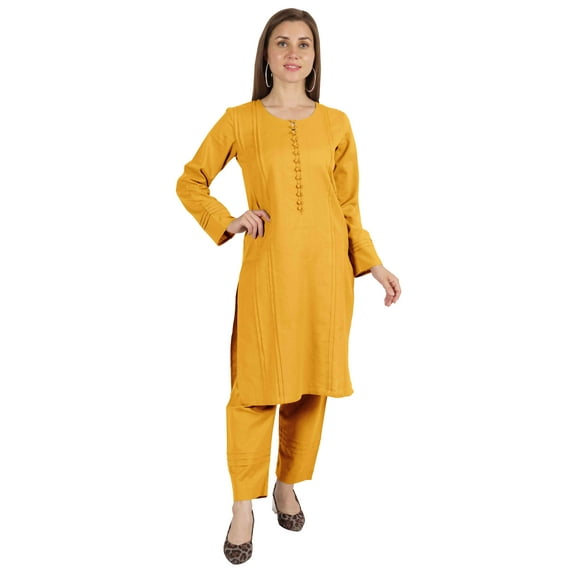 Moomaya Solid Kurta Pajama Set For Women Ethnic Set Full Sleeve Indian Formal Cotton Clothing