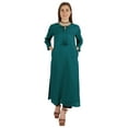 thumbnail image 1 of Moomaya Solid Long Kurti For Women Cotton Tunic 3/4 Sleeve Ethnic Formal Kurta w/ Pockets, 1 of 7
