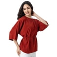thumbnail image 1 of Moomaya Solid Long Length Top, Women Summer Tee, Casual Cotton Tshirt, 1 of 9