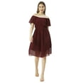 thumbnail image 1 of Moomaya Solid Off-Shoulder Poly Georgette Midi Dress Cinched Long Dress, 1 of 8