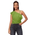 thumbnail image 1 of Moomaya Solid One Shoulder Ruffled Tops, Sleeveless Casual Summer Crop Top, 1 of 8