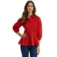 thumbnail image 1 of Moomaya Solid Peplum Style Regular Fit Top, Casual Smocked Shirt Top For Women, 1 of 8