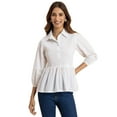 thumbnail image 1 of Moomaya Solid Peplum Style Regular Fit Top, Casual Smocked Shirt Top For Women, 1 of 8