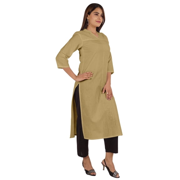 Moomaya Solid Pintuck Blouses For Women Indian Ethnic Kurti Casual Cotton Kurta-LK