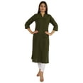 thumbnail image 1 of Moomaya Solid Pintuck Blouses For Women Indian Ethnic Kurti Casual Cotton Kurta, 1 of 6