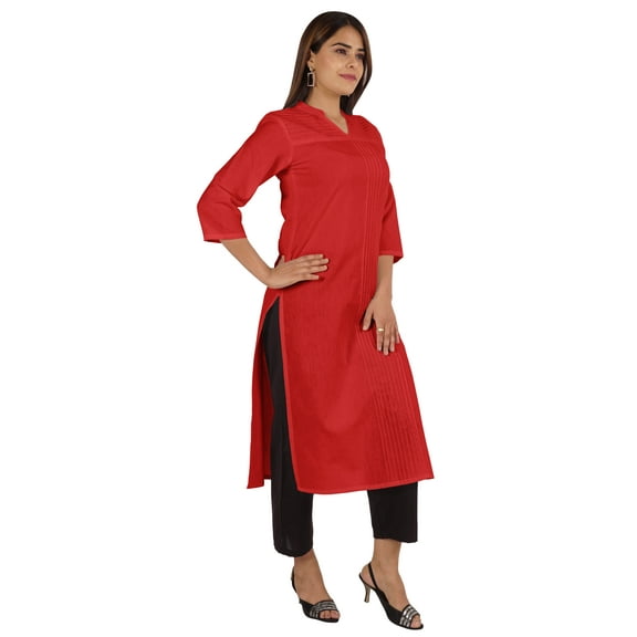 Moomaya Solid Pintuck Blouses For Women Indian Ethnic Kurti Casual Cotton Kurta