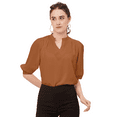 thumbnail image 1 of Moomaya Solid Puff Sleeve Tops, Band Collar, Semi-Formal Tops For Women, 1 of 9