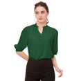 thumbnail image 1 of Moomaya Solid Puff Sleeve Tops, Band Collar, Semi-Formal Tops For Women, 1 of 9