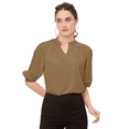 thumbnail image 1 of Moomaya Solid Puff Sleeve Tops, Band Collar, Semi-Formal Tops For Women, 1 of 9