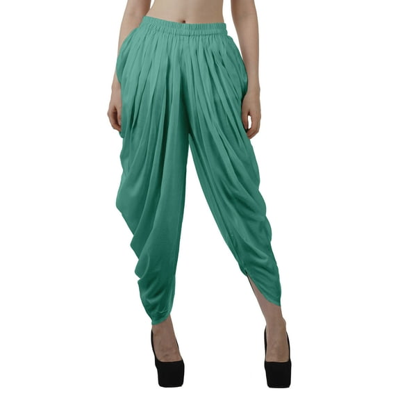 Moomaya Solid Punjabi Patiala Salwar Dhoti Pants For Women, Elastic Waist Relaxed Baggy Trousers