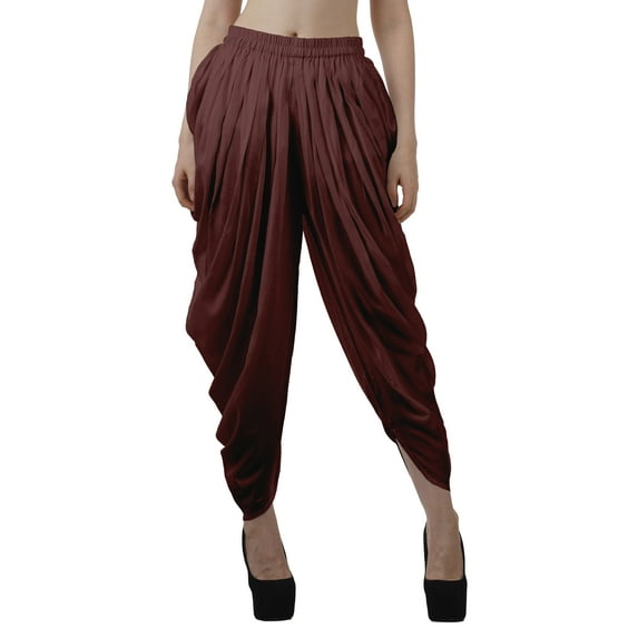 Moomaya Solid Punjabi Patiala Salwar Dhoti Pants For Women, Elastic Waist Relaxed Baggy Trousers