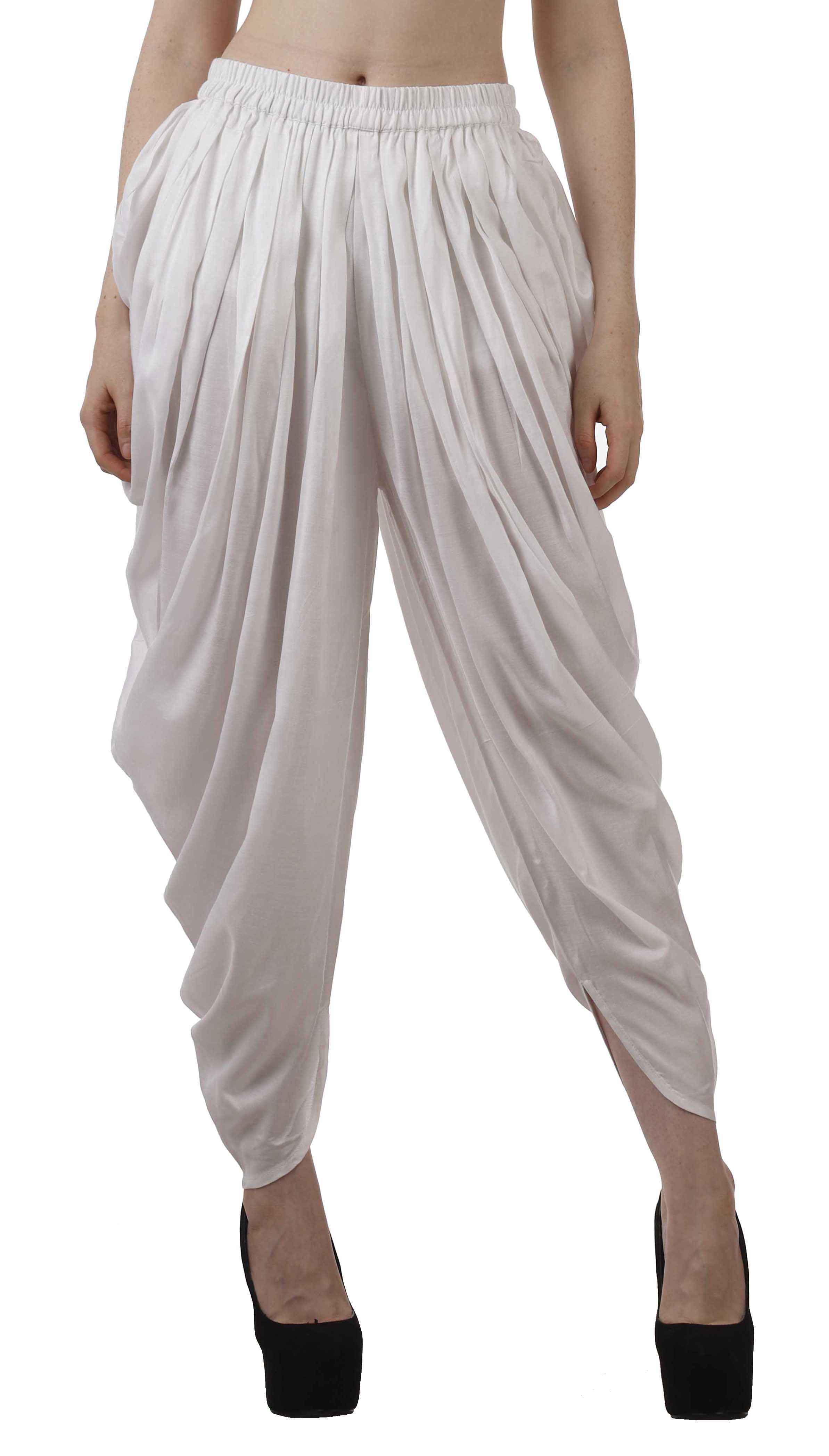 Moomaya Solid Punjabi Patiala Salwar Dhoti Pants For Women, Elastic Waist  Relaxed Baggy Trousers 