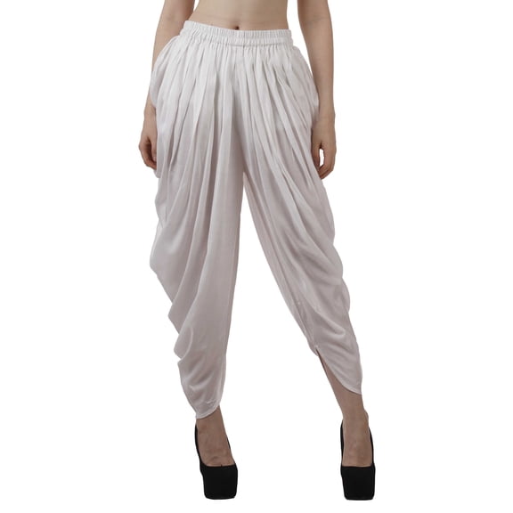 Moomaya Solid Punjabi Patiala Salwar Dhoti Pants For Women, Elastic Waist Relaxed Baggy Trousers