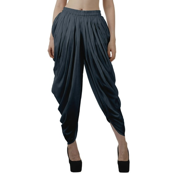 Moomaya Solid Punjabi Patiala Salwar Dhoti Pants For Women, Elastic Waist Relaxed Baggy Trousers