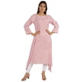 thumbnail image 1 of Moomaya Solid Rayon Kurta For Women bell Sleeve Drawstring Neck Long Ethnic Kurti, 1 of 7