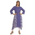 thumbnail image 1 of Moomaya Solid Rayon Kurta For Women bell Sleeve Drawstring Neck Long Ethnic Kurti, 1 of 7