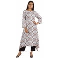 thumbnail image 1 of Moomaya Solid Rayon Kurta For Women bell Sleeve Drawstring Neck Long Ethnic Kurti, 1 of 7