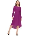 thumbnail image 1 of Moomaya Solid Rayon Long Sleeve Fit & Flare Dress - Round Neck Casual Dress, 1 of 9