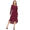 thumbnail image 1 of Moomaya Solid Rayon Long Sleeve Fit & Flare Dress - Round Neck Casual Dress, 1 of 9