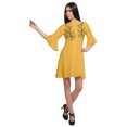 thumbnail image 1 of Moomaya Solid Round Neck Bell Sleeves Embroidery Dress For Plus Size Summer Wear, 1 of 1
