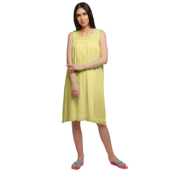 Moomaya Solid Round Neck Nursing Sleepwear Cotton A-Line Sleeveless Nightdress