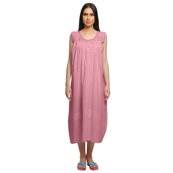 Moomaya Solid Round Neck Nursing Sleepwear For Women Cotton Night Gown
