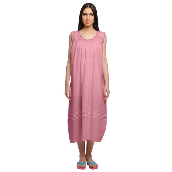 Moomaya Solid Round Neck Nursing Sleepwear For Women Cotton Night Gown