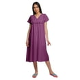 thumbnail image 1 of Moomaya Solid Short Sleeve Nightdress For Ladies Button Placket Nightwear, 1 of 6