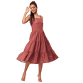 thumbnail image 1 of Moomaya Solid Sleeveless Tiered Dress, Strap Dress Summer Midi Rayon Dresses, 1 of 8