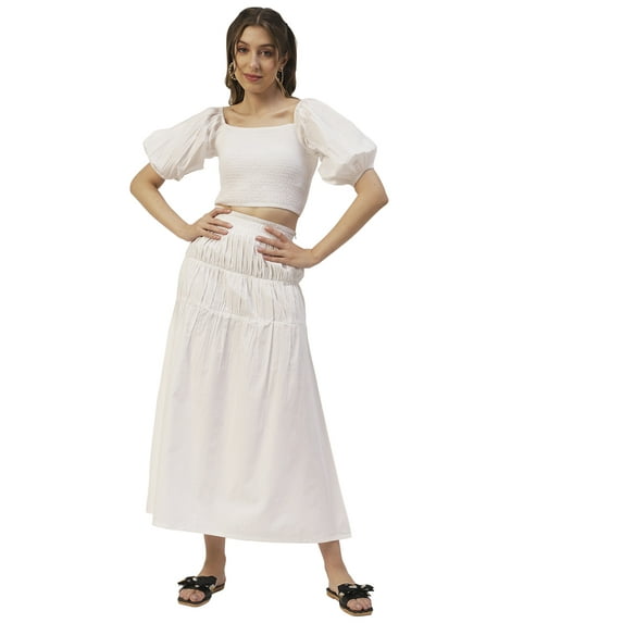 Moomaya Solid Summer 2 Pcs Skirt Top Set For Women, Viscose Rayon Coord Set