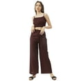 thumbnail image 1 of Moomaya Solid Summer Coord Set, 2 Pcs Set Crop Top with Palazzo Women Clothing, 1 of 8