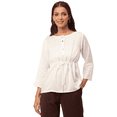 thumbnail image 1 of Moomaya Solid Tie-Up Tops For Women, Quarter Sleeves Round Neck Casual Viscose Top, 1 of 8