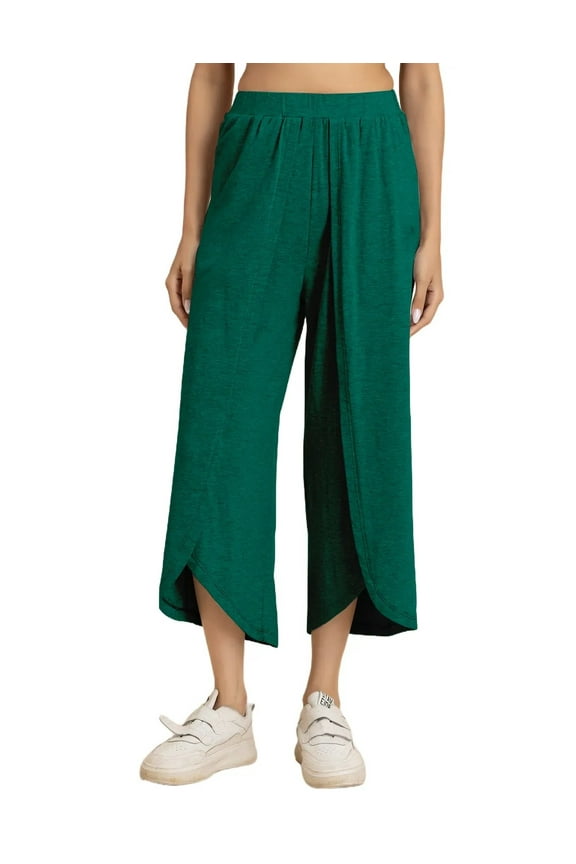 Solid Tulip Pants For Women, Zumba Dance Jersey Crop Pants