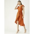 thumbnail image 1 of Moomaya Solid Viscose Front Slit Ruffle Dress, Summer Resort Wear Women Clothing, 1 of 6