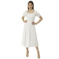 thumbnail image 1 of Moomaya Solid Viscose Rayon Summer Dress, Square Neck Smocked Long Dress, 1 of 8