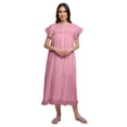 thumbnail image 1 of Moomaya Solid Women's Nightdress Mid Calf Length Cotton Short Sleeve Sleepwear, 1 of 6