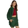 thumbnail image 1 of Moomaya, Solid Womens 2 Pcs Co-Ord Set, Crinkle Rayon Long Shirt With Shorts, 1 of 9