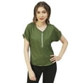 thumbnail image 1 of Moomaya Solid Womens Front Zip-Up Designer Top, Round Neck Casual Smart Top, 1 of 8