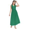 thumbnail image 1 of Moomaya Solid Wrap Style Maxi Dress, Sleeveless V-Neck A-Line Party Dress, 1 of 8