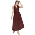 thumbnail image 1 of Moomaya Solid Wrap Style Maxi Dress, Sleeveless V-Neck A-Line Party Dress, 1 of 8