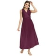 thumbnail image 1 of Moomaya Solid Wrap Style Maxi Dress, Sleeveless V-Neck A-Line Party Dress, 1 of 8