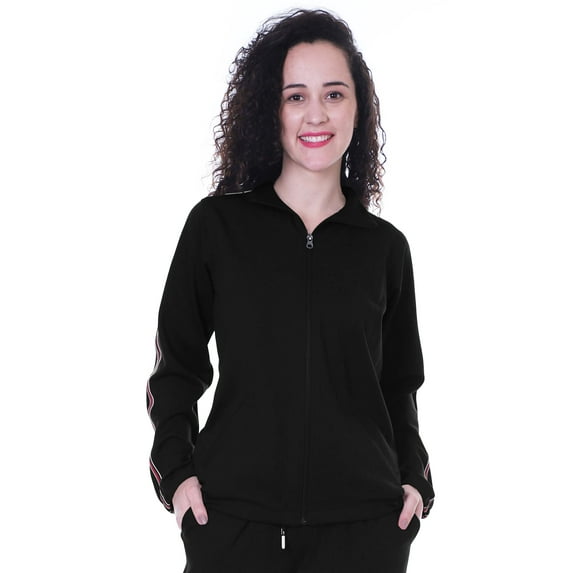 Moomaya Solid Zipper Jacket Womens Long Sleeve Jogger Track Top With Pockets