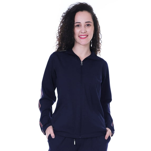 Moomaya Solid Zipper Jacket Womens Long Sleeve Jogger Track Top With Pockets