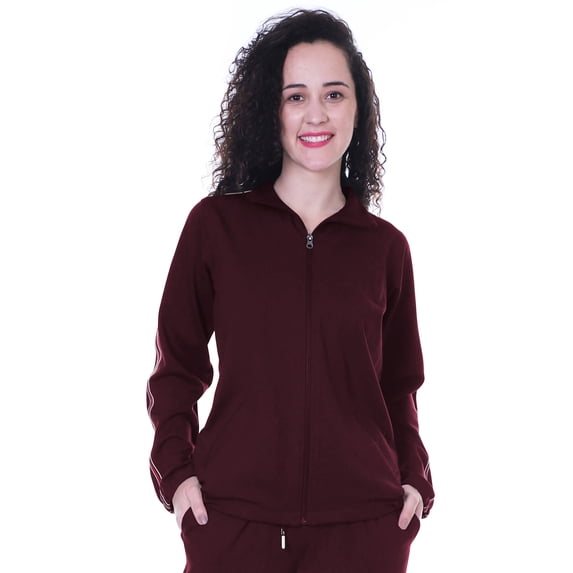 Moomaya Solid Zipper Jacket Womens Long Sleeve Jogger Track Top With Pockets