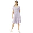 thumbnail image 1 of Moomaya Square Neck Tiered Dress, Knee Length Flared Smocked Summer Dress, 1 of 8